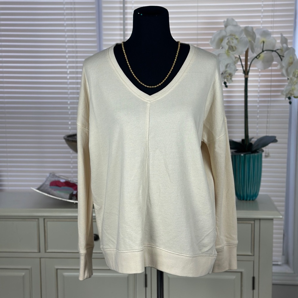 Cream V-Neck Women's Sweater